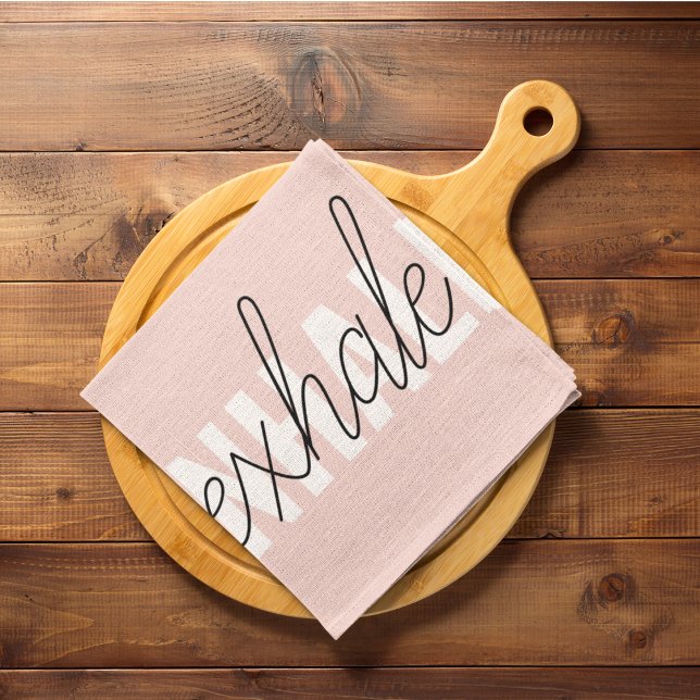 Modern Pastel Pink Inhale Exhale Quote Kitchen Towel (Creator Uploaded)
