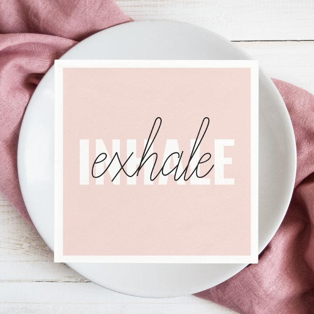 Modern Pastel Pink Inhale Exhale Quote Napkins (Creator Uploaded)