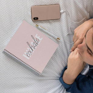Modern Pastel Pink Inhale Exhale Quote Notebook