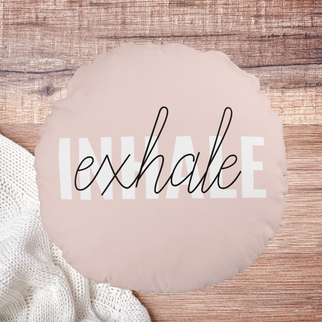 Modern Pastel Inhale Exhale Round Pillow
