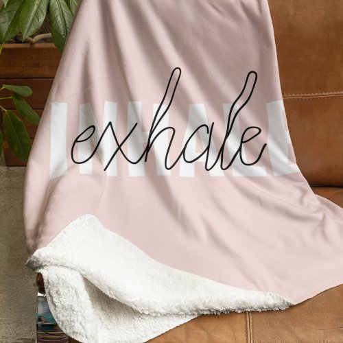 Modern Pastel Pink Inhale Exhale Quote Sherpa Blanket