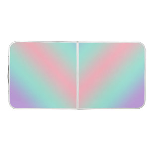 Modern pastel pink light green purple gradient beer pong table