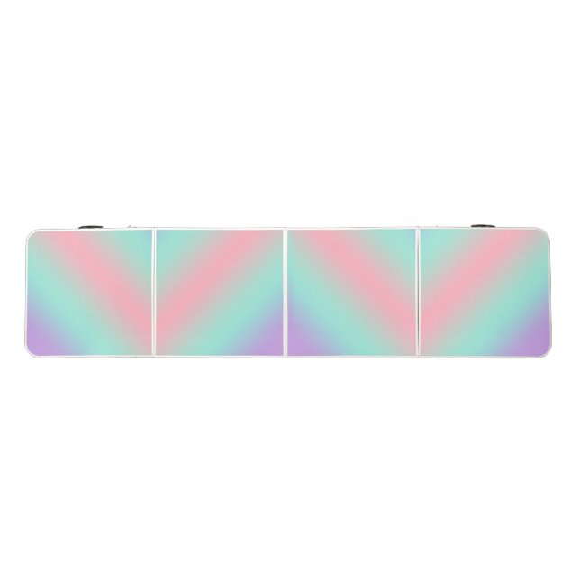 Modern pastel pink light green purple gradient beer pong table (Top)