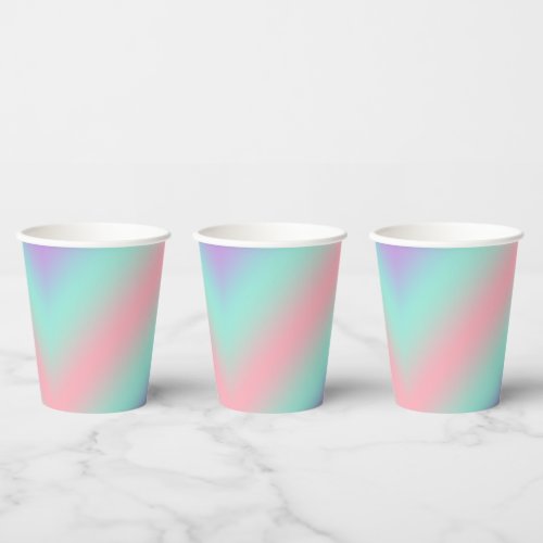 Modern pastel pink light green purple gradient paper cups