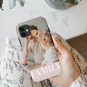 Modern Pastel Pink Love Family Photo iPhone 11 Case