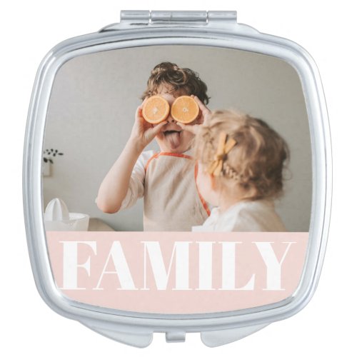 Modern Pastel Pink Love Family Photo Compact Mirror