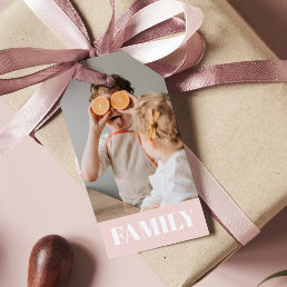 Modern Pastel Pink Love Family Photo Gift Tags