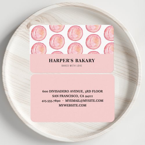 Modern Pastel Pink Macarons Professional Logo Busi Business Card