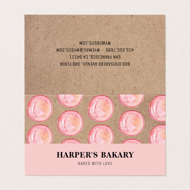 Modern Pastel Pink Macarons Professional Logo Business Card (Outside Unfolded)