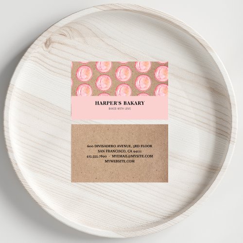 Modern Pastel Pink Macarons Professional Logo Business Card