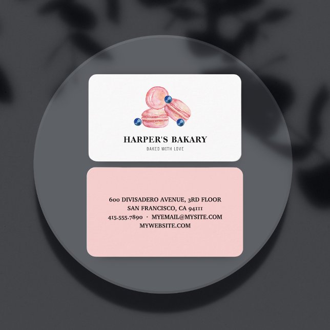 Modern Pastel Pink Macarons Professional Logo Business Card (Creator Uploaded)