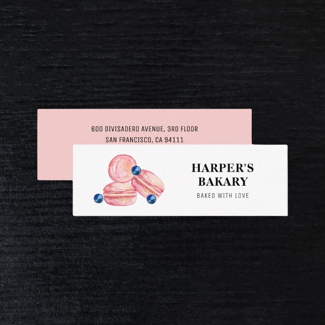 Modern Pastel Pink Macarons Professional Logo Mini Business Card (Creator Uploaded)