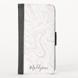 Modern Pastel Pink Marble Pattern iPhone XS Wallet Case