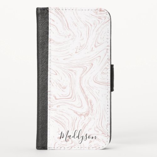 Modern Pastel Pink Marble Pattern iPhone XS Wallet Case