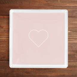 Modern Pastel Pink &amp; Minimalist Heart Lovely Gift Acrylic Tray