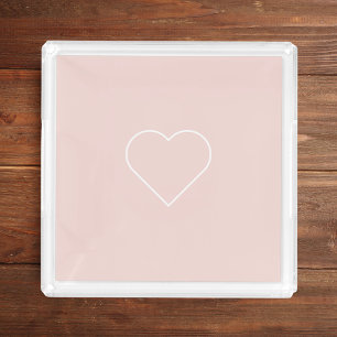 Modern Pastel Pink & Minimalist Heart Lovely Gift Acrylic Tray
