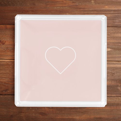 Modern Pastel Pink  Minimalist Heart Lovely Gift Acrylic Tray