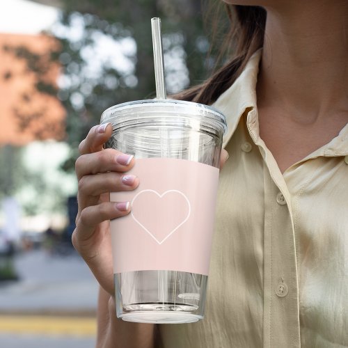 Modern Pastel Pink  Minimalist Heart Lovely Gift Acrylic Tumbler