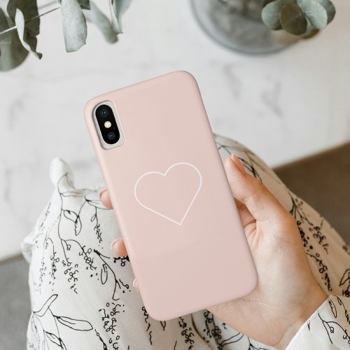 Modern Pastel Pink  Minimalist Heart Lovely Gift iPhone XS Case