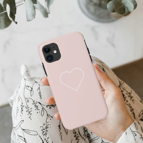 Modern Pastel Pink  Minimalist Heart Lovely Gift iPhone 11 Case