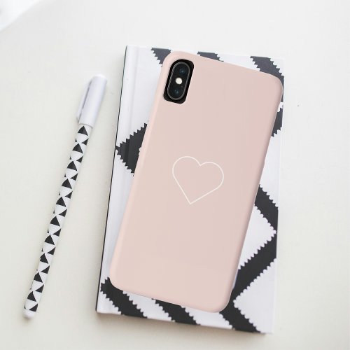 Modern Pastel Pink  Minimalist Heart Lovely Gift iPhone XS Max Case