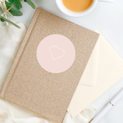 Modern Pastel Pink & Minimalist Heart Lovely Gift Classic Round Sticker