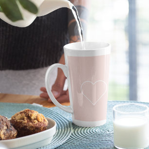 Modern Pastel Pink & Minimalist Heart Lovely Gift Latte Mug