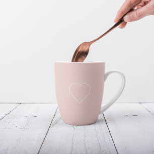 Modern Pastel Pink & Minimalist Heart Lovely Gift Latte Mug