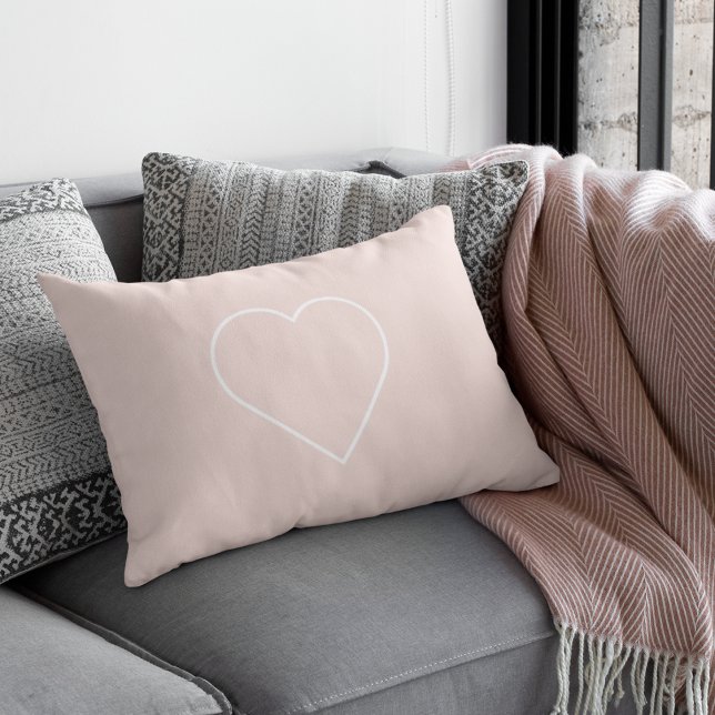 Modern Pastel Pink & Minimalist Heart Lovely Gift Lumbar Pillow (Creator Uploaded)