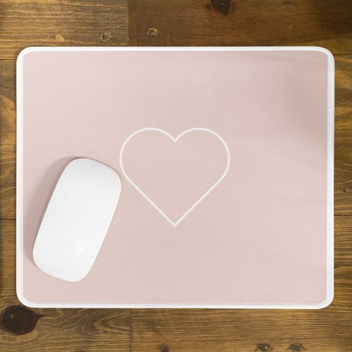 Modern Pastel Pink  Minimalist Heart Lovely Gift Mouse Pad