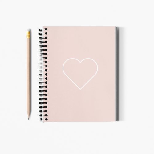 Modern Pastel Pink  Minimalist Heart Lovely Gift Notebook