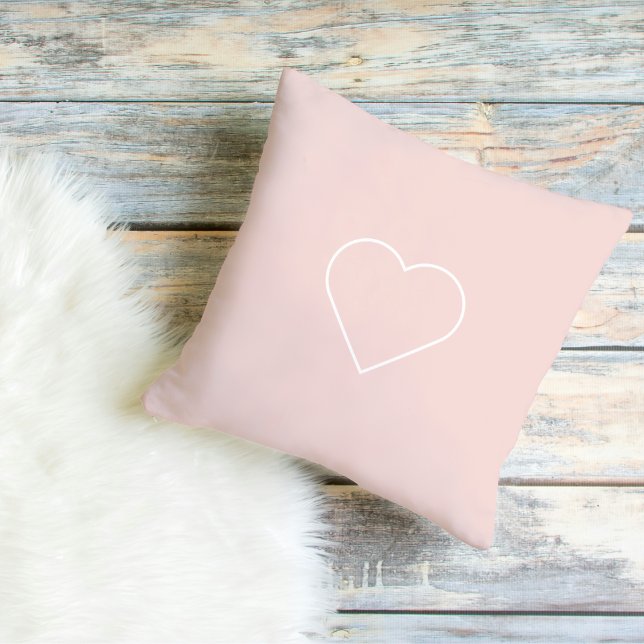 Modern Pastel Pink & Minimalist Heart Lovely Gift Outdoor Pillow (Creator Uploaded)