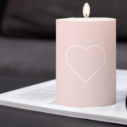 Modern Pastel Pink  Minimalist Heart Lovely Gift Pillar Candle