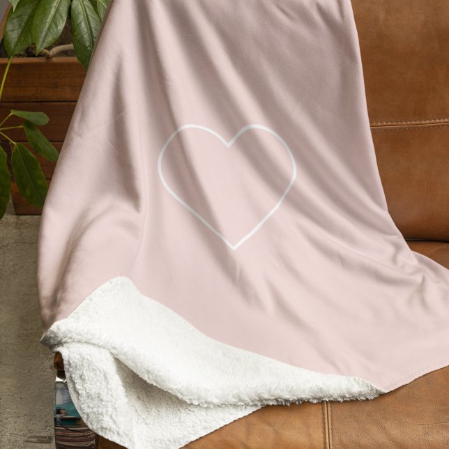 Modern Pastel Pink & Minimalist Heart Lovely Gift Sherpa Blanket (Creator Uploaded)