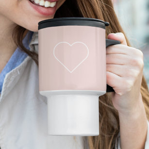 Modern Pastel Pink & Minimalist Heart Lovely Gift Travel Mug