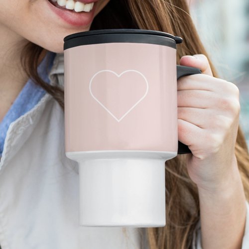 Modern Pastel Pink  Minimalist Heart Lovely Gift Travel Mug