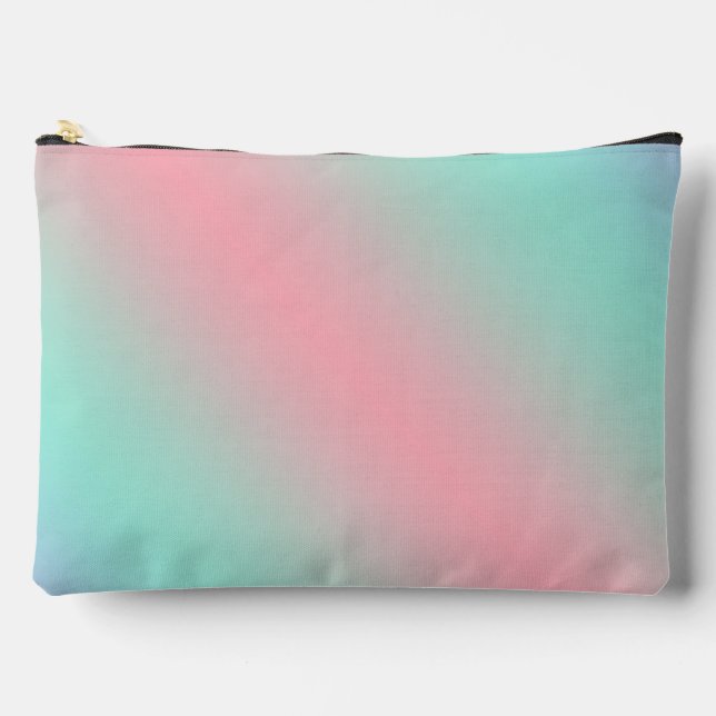 Modern pastel pink mint purple gradient accessory pouch (Front)