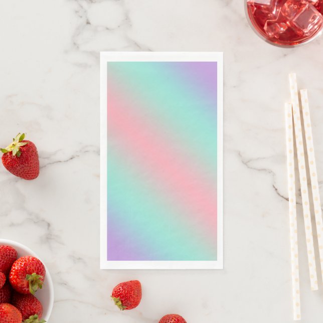 Modern pastel pink mint purple gradient paper guest towels (Insitu)