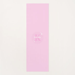 Modern Pastel Pink Monogrammed Feminine Yoga Mat