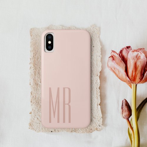 Modern Pastel Pink  Personal Initial Girly Case_M iPhone XS Case