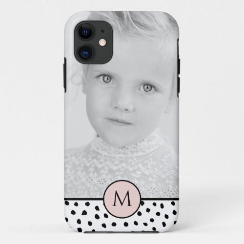 Modern Pastel Pink Personalized Photo  Name Gift iPhone 11 Case