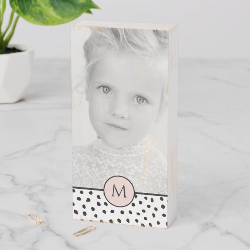 Modern Pastel Pink Personalized Photo  Name Gift Wooden Box Sign
