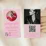 Modern pastel pink photo qr code logo photographer business card