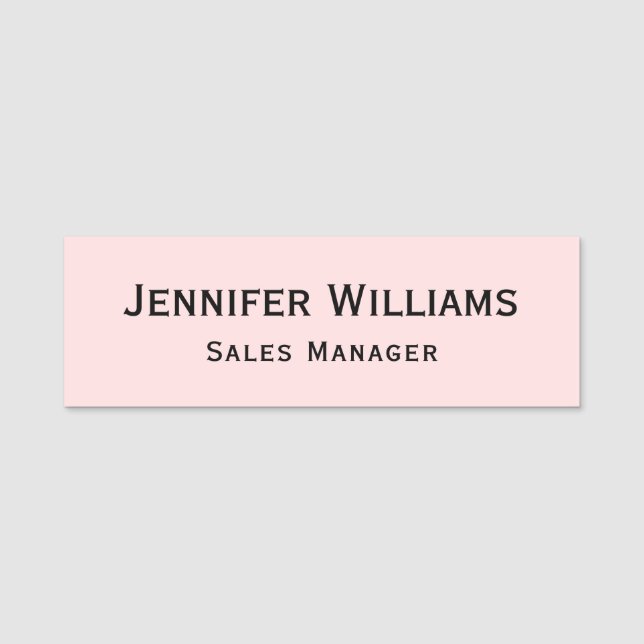 Modern Pastel Pink Professional Business Executive Name Tag (Front)
