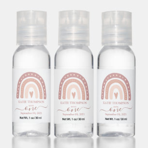 Modern Pastel Pink Rainbow Boho First Birthday Hand Sanitizer