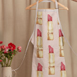 Modern Pastel Pink & Red Lipstick Pattern Girly Apron<br><div class="desc">Modern Pastel Pink & Red Lipstick Pattern Girly</div>