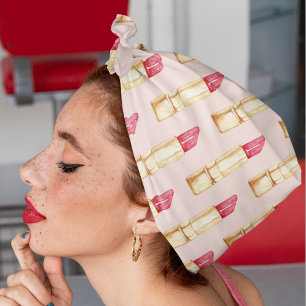 Modern Pastel Pink & Red Lipstick Pattern Girly Bandana