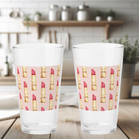 Modern Pastel Pink & Red Lipstick Pattern Girly