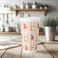 Modern Pastel Pink & Red Lipstick Pattern Girly