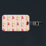 Modern Pastel Pink & Red Lipstick Pattern Girly Luggage Tag<br><div class="desc">Modern Pastel Pink & Red Lipstick Pattern Girly</div>